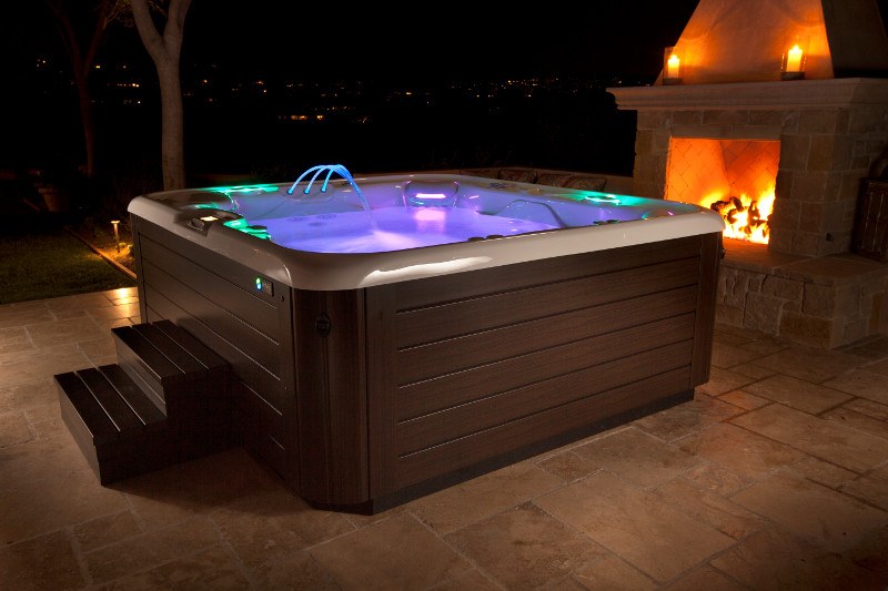 Hot tub by firelight