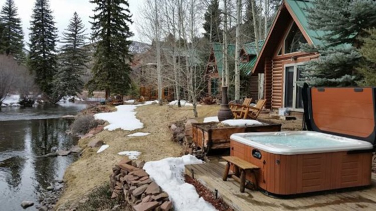 Hot Spring spa at mountain cabin